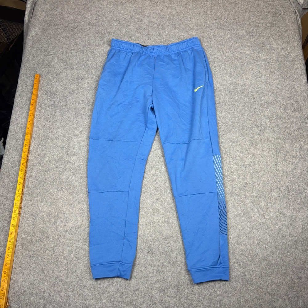 Nike Dri-FIT Mens Joggers Blue Neon Yellow Graphic Sweatpants Large